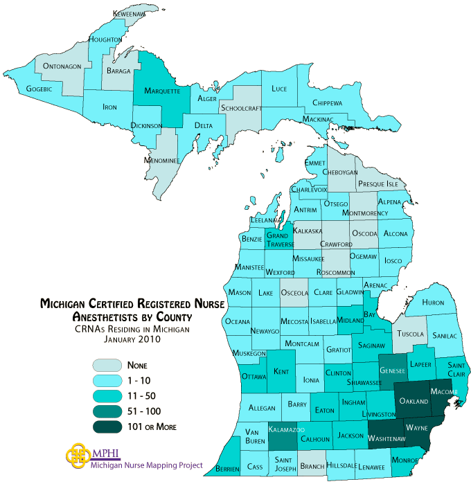 CRNAs by county